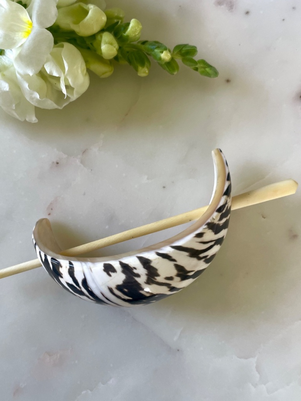French Buffalo Horn Chic Hair Pin, Ponytail Maker, Barrette - Picture 7 of 15